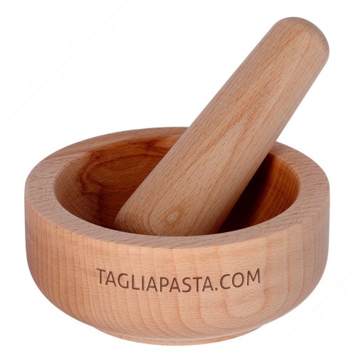 Mortaio e pestello in legno di faggio