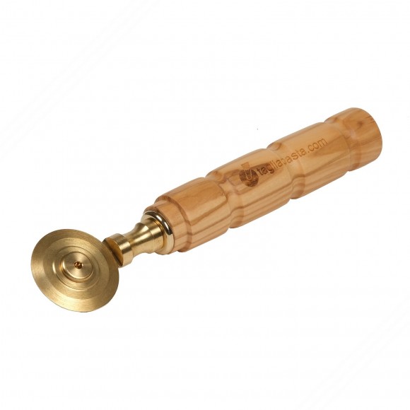 Messing pasta-Schneider mit einem einzigen glatten messer 34 mm durchmesser. Olivenholzgriff