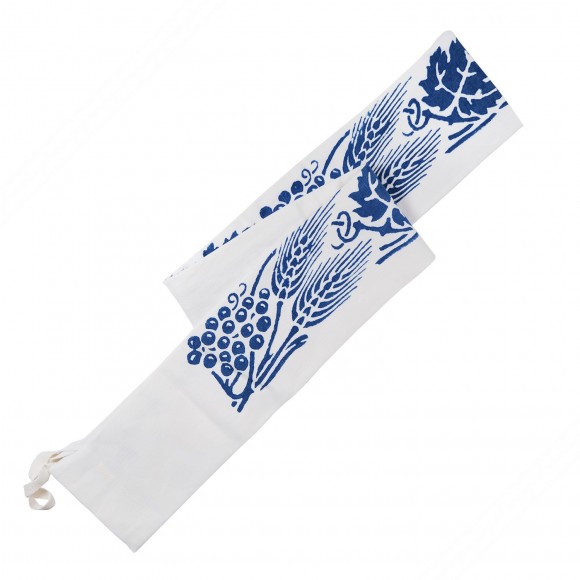 Algodão-linho Rolo para massa Capa com azul Estampas da Romagna - Comprimento máximo 90 cm