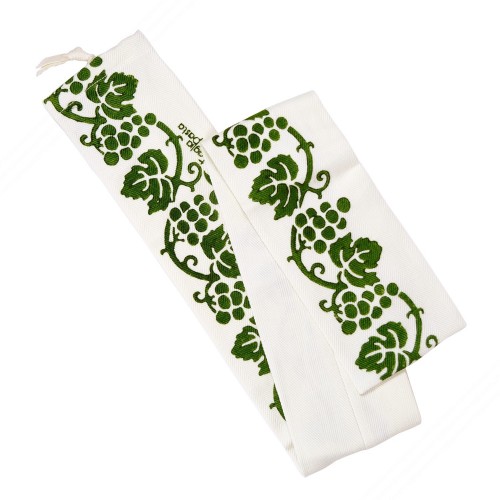 Cotton-linen Rolling Pin Cover with traditional Romagna prints Color Green. Max length 70 cm