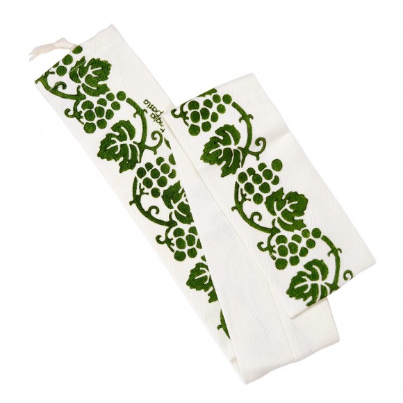 Custodia per mattarello cotone-lino con stampe romagnole Verdi. Lung. max. 110 cm
