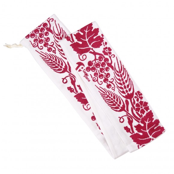 Linen-cotton Rolling Pin Cover with Red Romagna prints. Max length 70 cm
