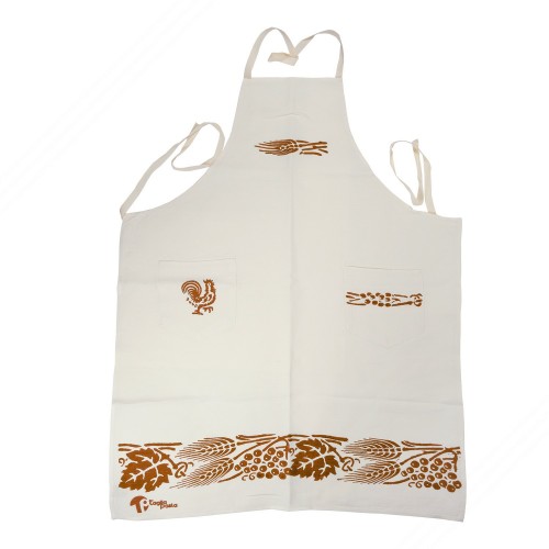 Grembiule cotone-lino con stampe romagnole Ruggine. Misure 90x70 cm