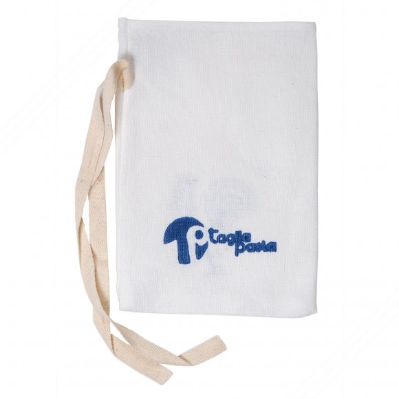 Sacchetto porta oggetti in cotone-lino con stampe romagnole Blu. Misure 12x18 cm