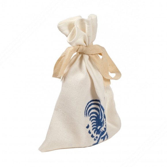 Sacchetto porta oggetti in cotone-lino con stampe romagnole Blu. Misure 12x18 cm