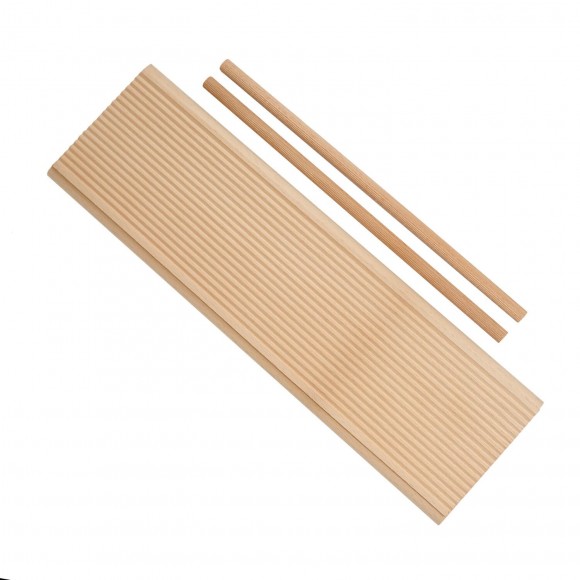 Double use wooden cutting board with stop: rigagnocchi, garganelli and standard