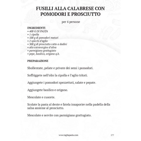 Il ricettario di tagliapasta in Italiano - fusilli alla calabrese