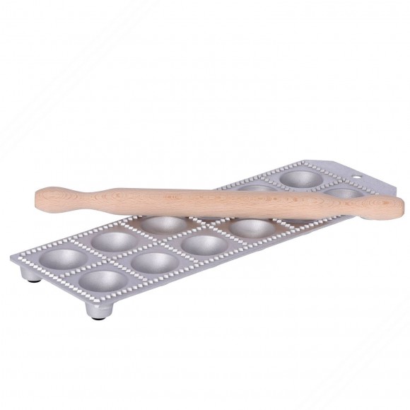 Molde para raviolis para hacer 12 Square Ravioli de 52x52 mm con bolsillo de relleno redondo