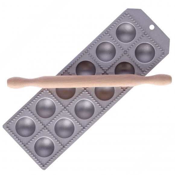 Molde para raviolis para hacer 12 Square Ravioli de 52x52 mm con bolsillo de relleno redondo