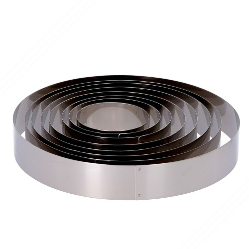 Conjunto de 8 anéis de aço inoxidável para bolos.Altura: 40 mm