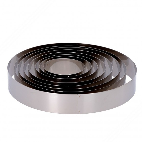 Conjunto de 8 anéis de aço inoxidável para bolos.Altura: 40 mm