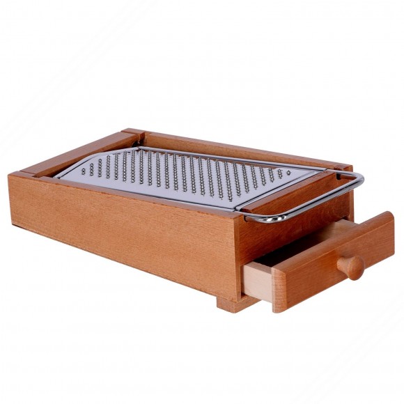 Grater de queso con caja de almacenamiento de madera
